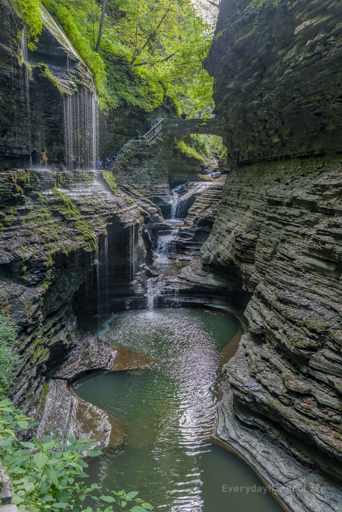 Looking upstream of Glen Creek and its small, tiered waterfalls with Rainbow falls joining from the left.