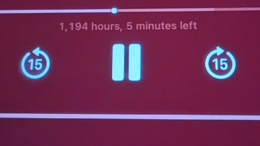 "1,194 hours, 1 minute left"